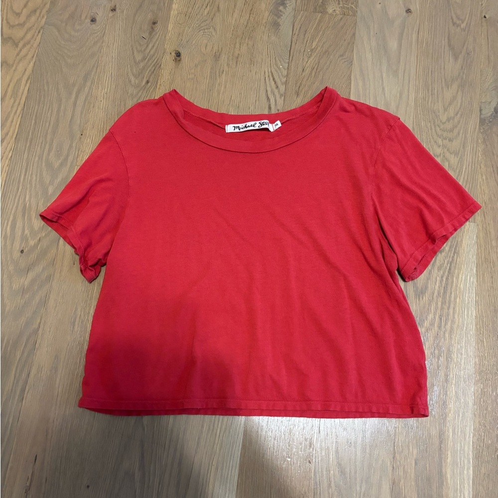 Michael Stars Red Women's Crop Top one size soft comfy loungewear